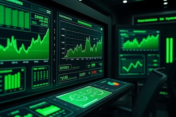 interactive leadcapturedata, informative, displaying user input visually, photorealistic, tech-savvy environment with futuristic touchscreens, highly detailed, dynamic graphs updating in real-time, cyber-style graphics, green and grey, screen glow lighting, shot with a 35mm lens.