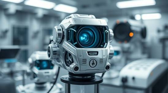 pioneering authoritybooster, innovative expression, developing new tech, photorealistic, in a state-of-the-art laboratory, highly detailed, futuristic devices and 3D models, high clarity, silver and chrome palette, diffused cool lighting, shot with a macro lens.