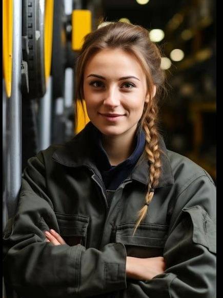 steadfast authoritypower, unwavering expression, overseeing operations, photorealistic, at a manufacturing plant, highly detailed, machinery and workers in synchrony, fine details, industrial colors, focused industrial lighting, shot with a 16mm lens.